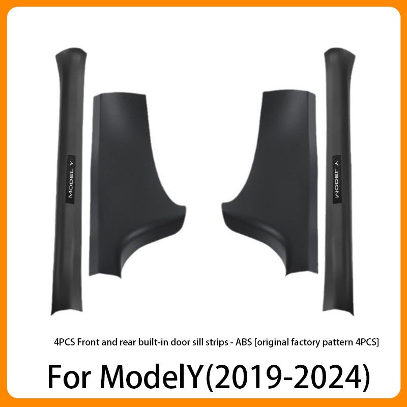 2/4/8PCS Front Rear Door Sill Protector Cover For Tesla Model 3/Y  Carbon Fiber Anti Kick ABS Pedal Guards Inner Strip Threshold