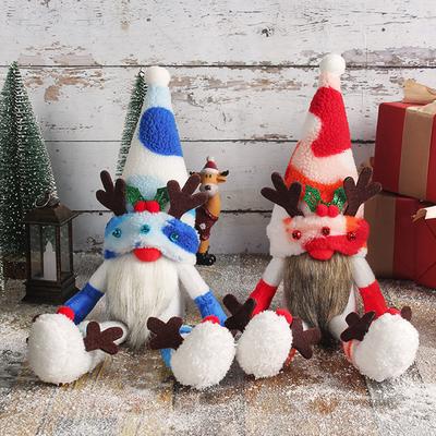 Christmas Antlers Long Legs Doll High Hat Faceless Doll Restaurant Christmas Decoration Table Ornament