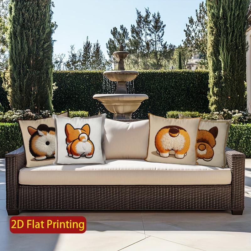 2D Corgi-Hintern-Muster: Entzückende Kissenbezüge Muster Kissenbezug Geeignet für Sofa Schlafzimmer Auto Kissenbezug