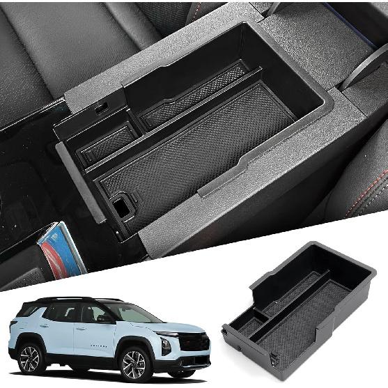 SMABEE Lower Center Console Organizer Tray for Chevrolet Chevy Equinox 2025 2026 Accessories Under Center Console Organizer Insert TPE Interior Black Armrest Box Storage Organ