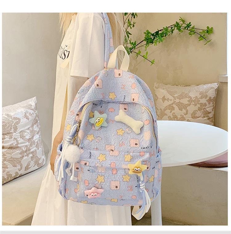 Schoolbag New Campus Outing Bag Girl Junior High School High School College Backpack Floral Schoolbag Sweet Schoolbag Girl