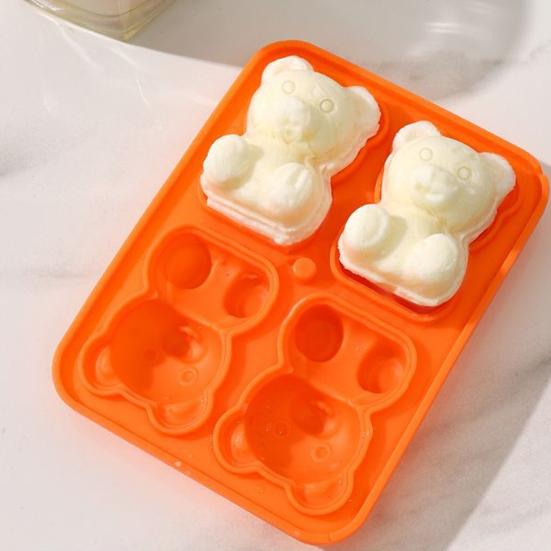Ice Cube Mold Bear Shape Ice Making Mold Food-Grade Flexible Silicone Ice Tray for Drinks Candy Chocolate