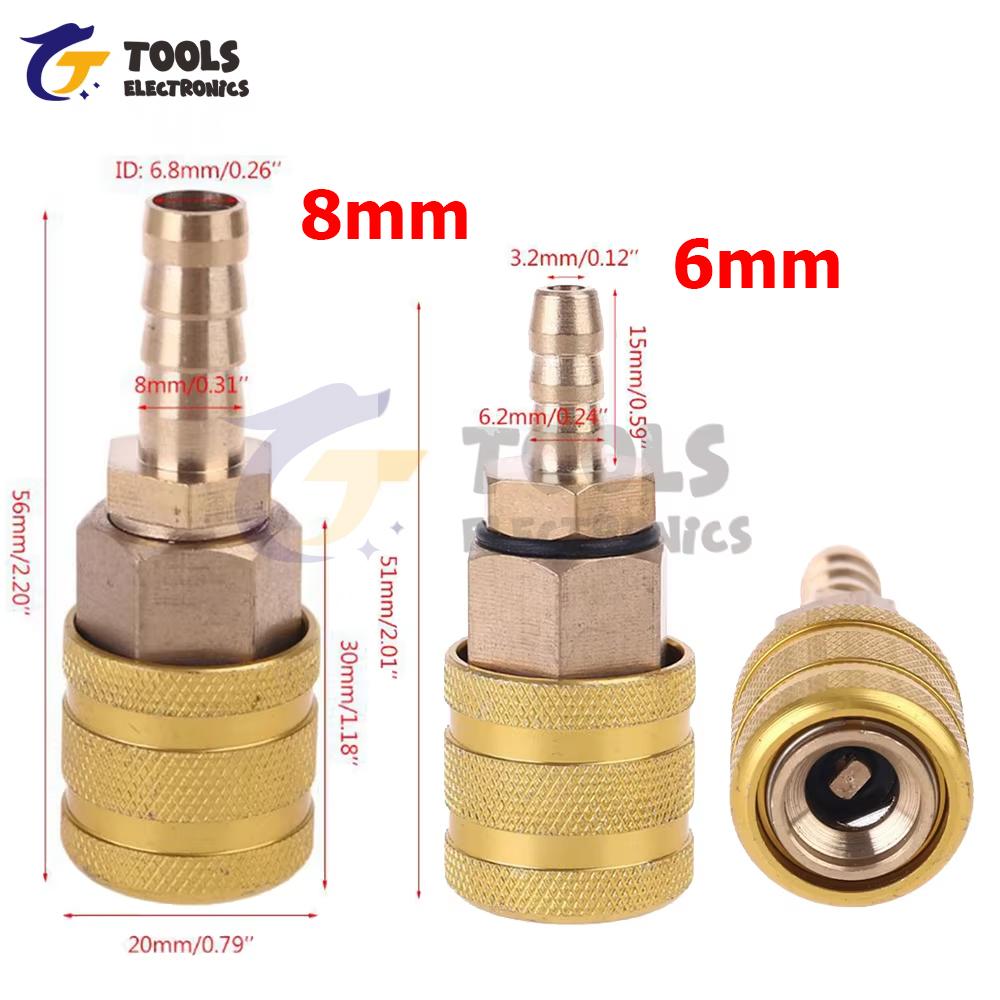 6mm 8mm Solid Brass Tire Valve Connector - Quick Connect Air Chuck Adapter for Car Inflator Pump & Air Compressor