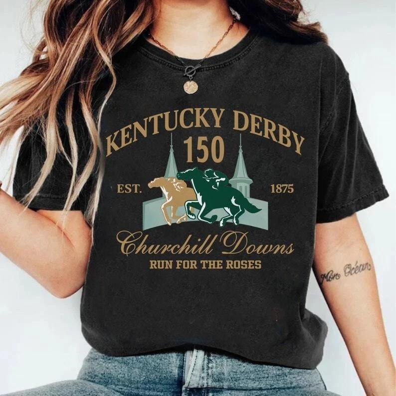 Kentucky Derby Churchill Downs T-Shirt Run For The Roses Tee XL