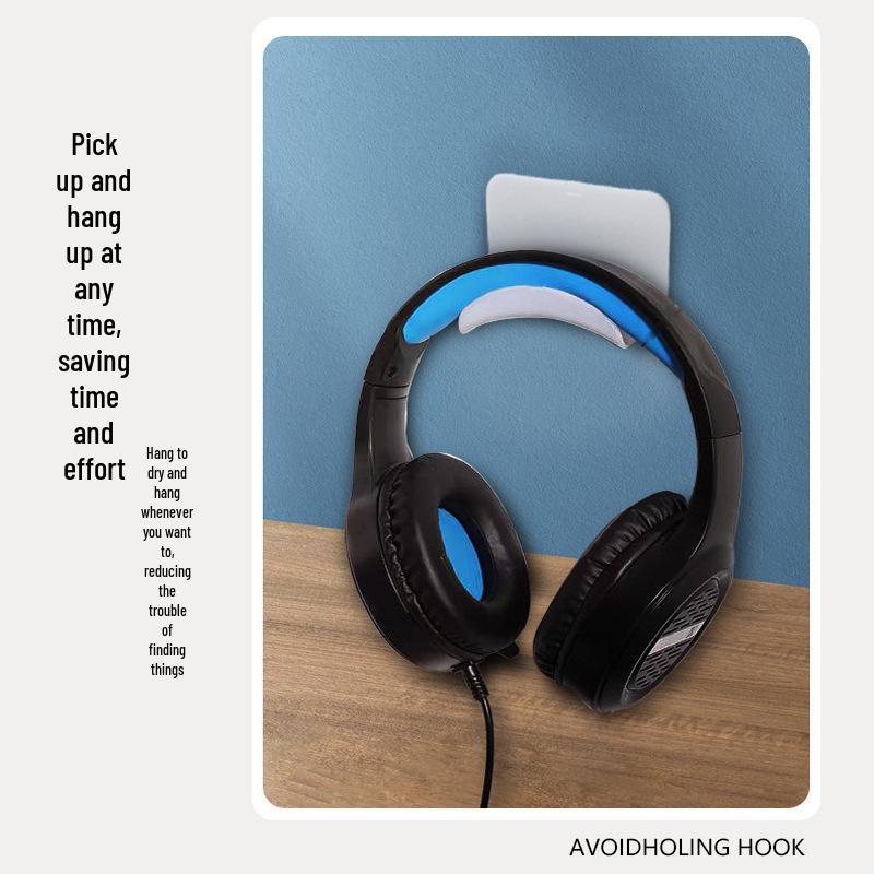 No-Drill Headphone Hook: Wall-mounted, Non-slip Storage for Dorms чёрный