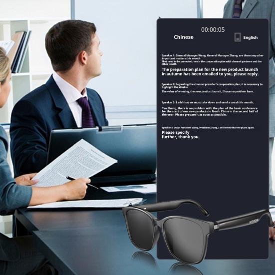 Chytré brýle s umělou inteligencí Dobíjecí Kompatibilní s Bluetooth Brýle pro překlad 144 jazyků Multifunkční chytré brýle