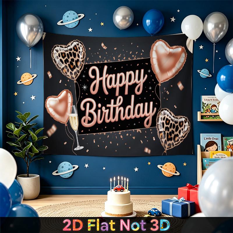 Party Backdrop Happy Birthday Birthday Rose Heart Photo Booth Background Front Door Decor