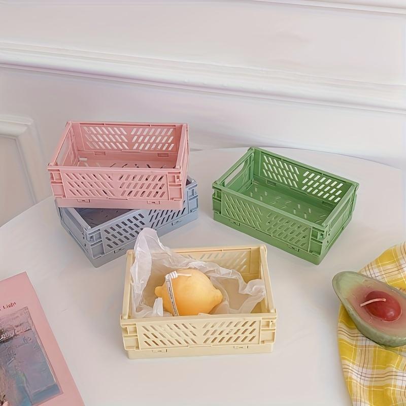 1Pc Foldable Mini Desk Organizer Box - Compact, Space-Saving Design, Polished Finish for Tidy Student Workspaces
