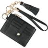 Genuine Leather Slim Card Holder for Women – Top-Grain Cowhide Wallet with Multiple Card Slots, ID Window & Detachable Wristlet less