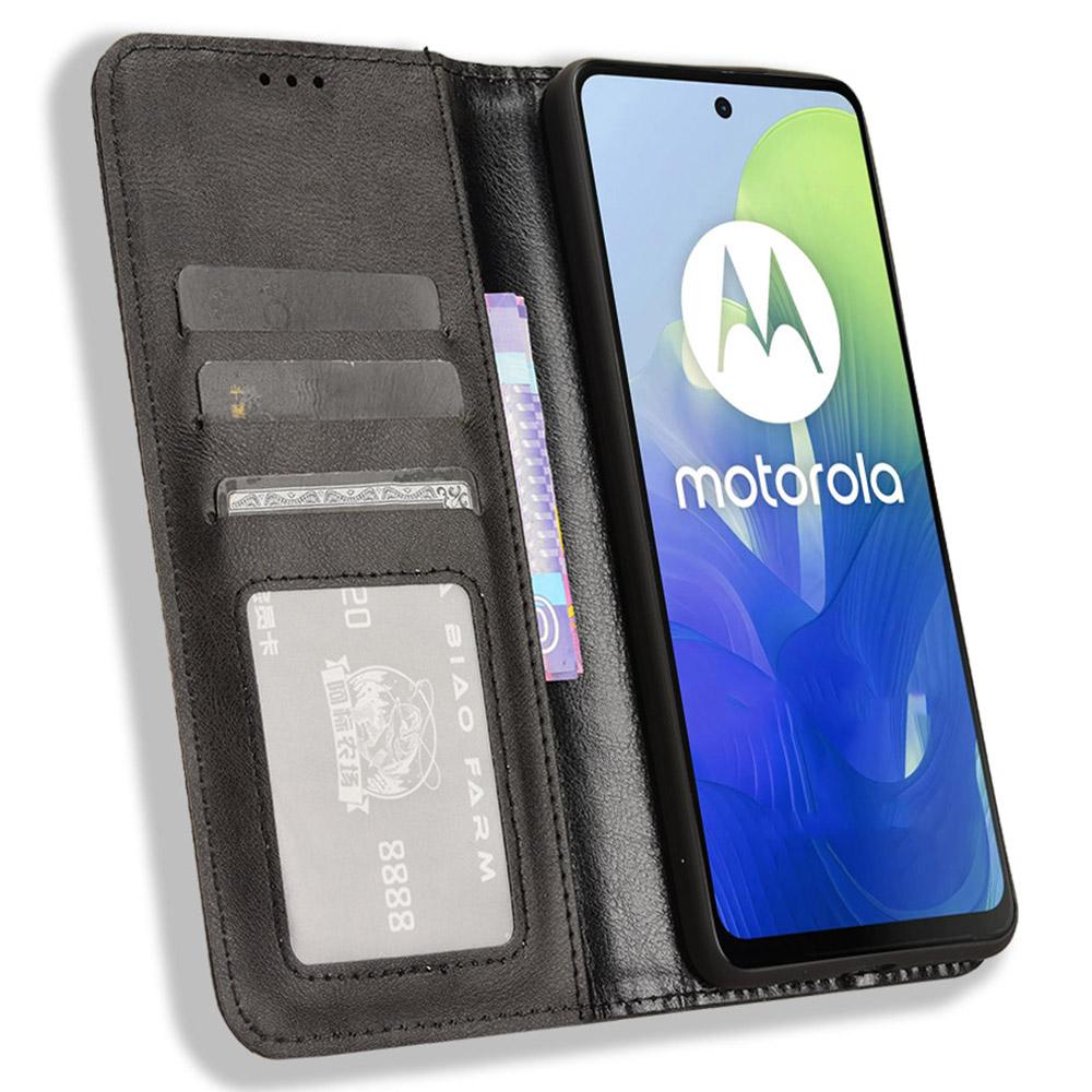 

For Motorola Moto G04 4G/G04s 4G/G24 4G/G24 Power/E14 4G Leather Case Retro Wallet Flip Phone Cover Black