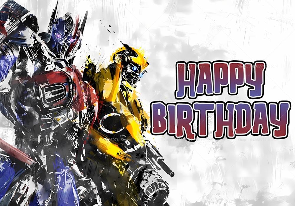 Fun Transformers Background Banner with Optimus Prime Theme for Kids, Children's Party Decoration