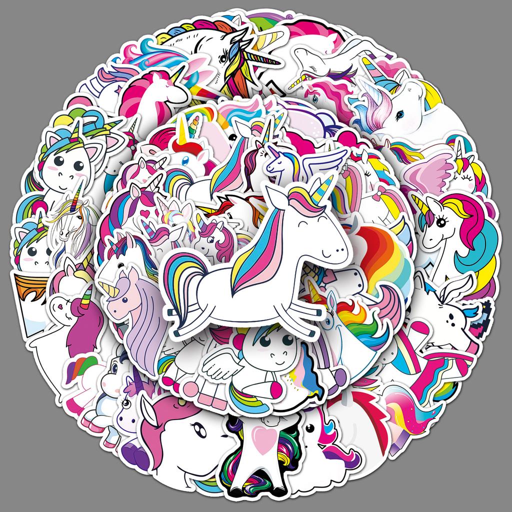 101 Unicorn Doodle Personalized Cartoon Children's Guka Hand Account Waterproof DIY Skateboard Suitcase Stickers