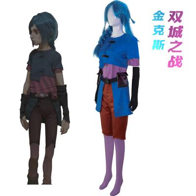 Anime Arcane Jinx Kostium Cosplay Powder Baby Jinx Kostium Cosplay Kobiety Seksowne Stroje Halloween Liga Legend Peruka Halloween
