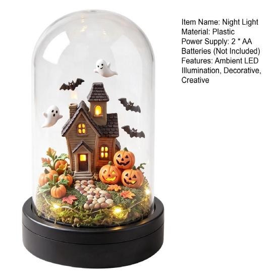 Indoor Outdoor Decor Haunted House Night Light, Glowing Ghost LED Table Lamp for Led Decoration Halloween Party, Spooky Desk Bedroom, Festive