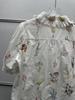 French Floral Embroidered Lace-Trim Lapel Short-Sleeve Loose Shirt for Women