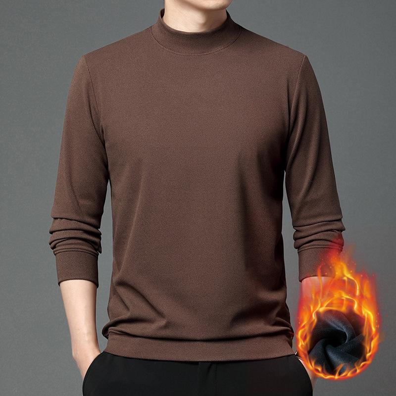 Men's Sweater Men's Autumn Mid-Autumn Turtleneck Bottom Shirt Youth Casual German Velvet Long Sleeve T-Shirt Knitted Sweater