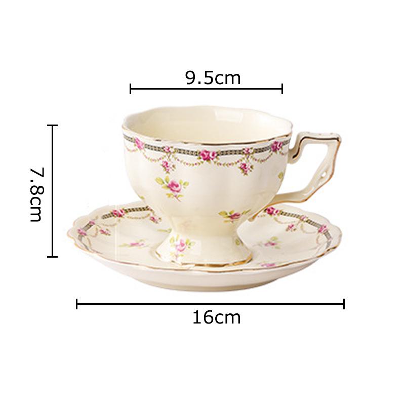 Golden Edge Ceramic Cup&saucer Pattern Floral Coffee Mug Dining Table Milk Mugs Afternoon Tea Teacup Fruit Juice Container