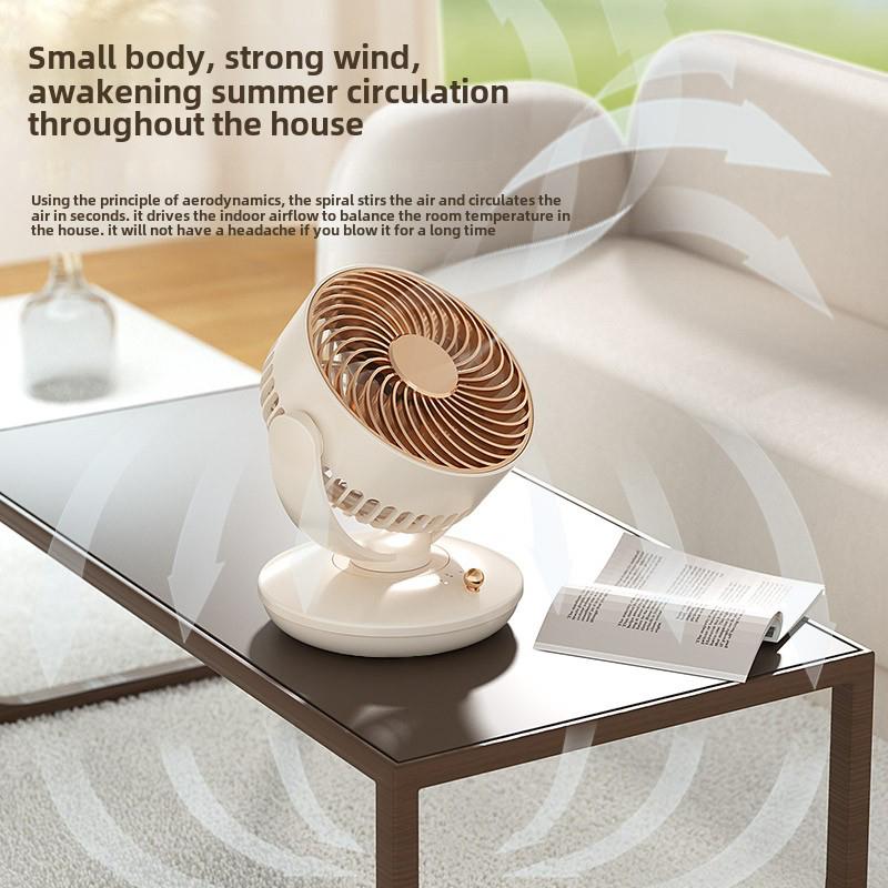 6" Bordvifte Bærbar USB Bordvifte 3 Hastighetsinnstillinger 300° Vipp & 120° Oscillering Stille Luftsirkulator for Hjemmekontor Beige
