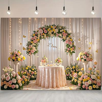 1pc Elegant Floral Arch Polyester Party Backdrop for Weddings,Holiday Parties,Home&Garden Celebrations,Studio Backdrop,and Outdoor Events