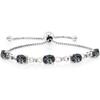 Gem Stone King 3-6 Cttw Gemstone Birthstone and Accent Lab Grown Diamond Tennis Bracelet For Women | 925 Sterling Silver | 7X5MM Oval | Adjustable