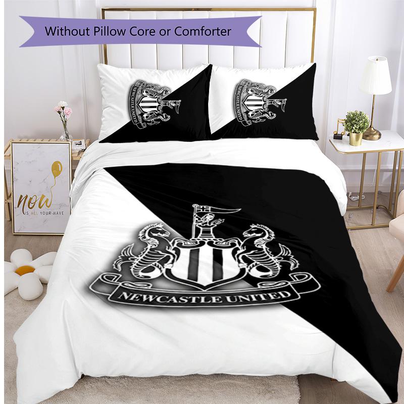 Newcastle United Football Printed 3 Pieces Bedding Set, Comfortable Skin Friendly Bedroom Duvet Cover Set
