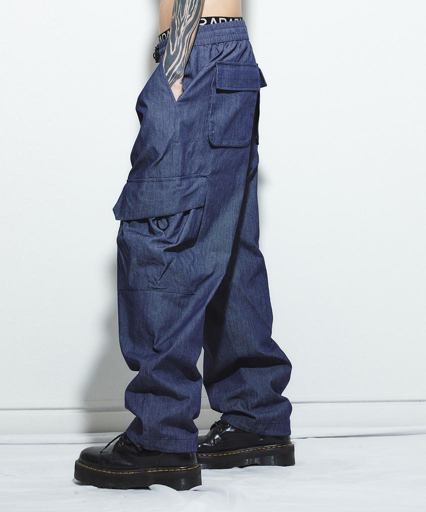 Millimillieon Basalt Denim Like Cargo Pants B08-Navy