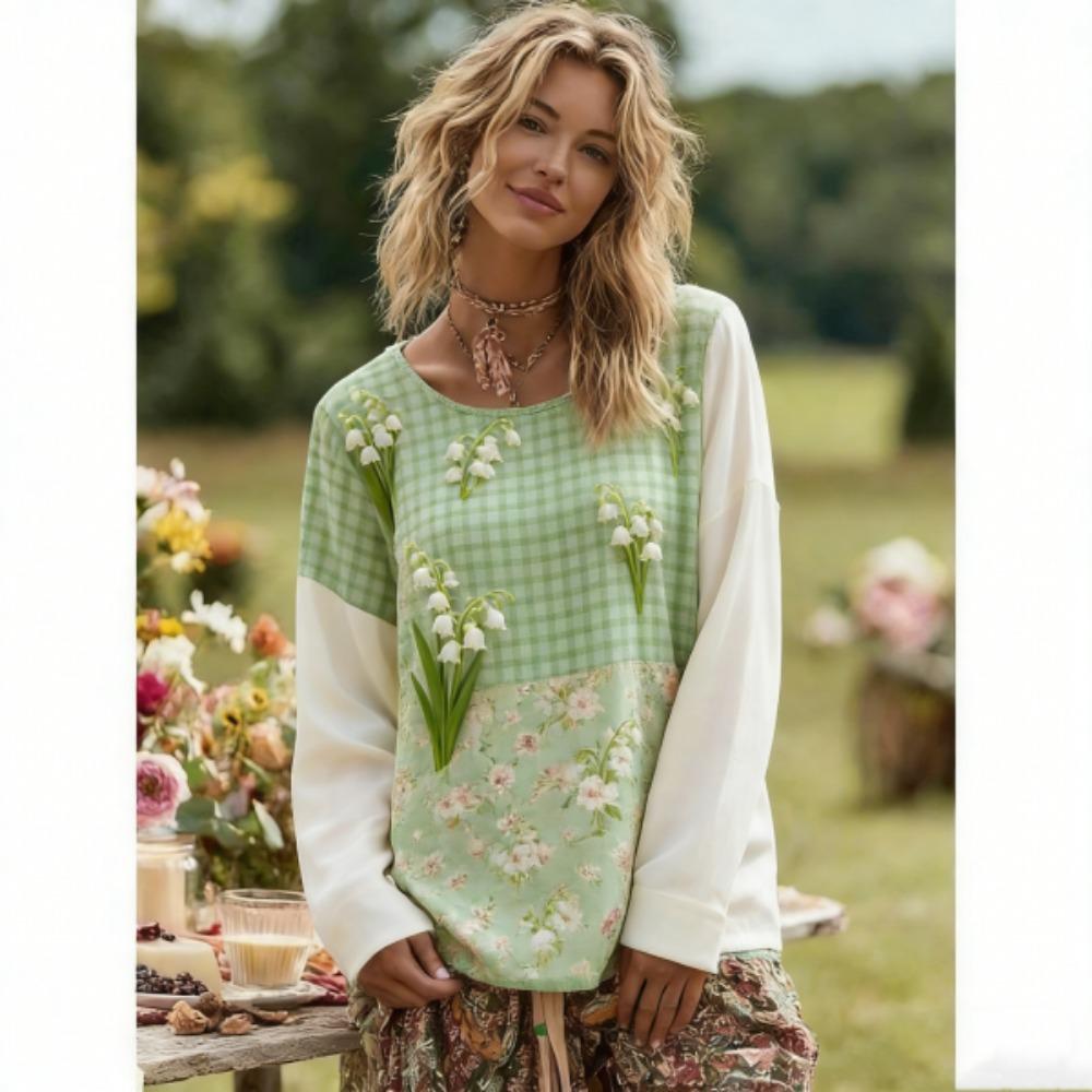 Europe America Style Fashion Splicing Colors Women's T-shirt Pullover Women Long Sleeve Clothing Outdoor Casual Tees Top