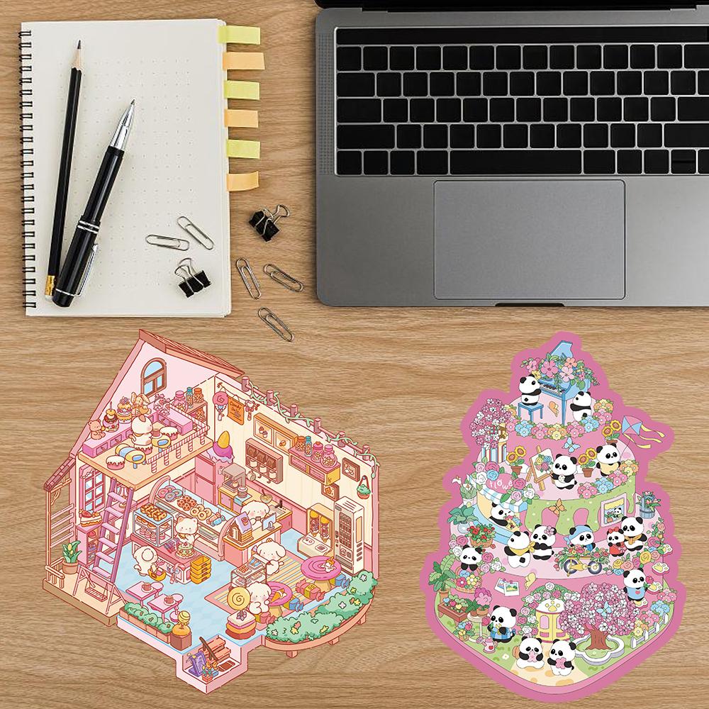 2PCS Fairy Tale Candy House Sticker Nostalgia Home Decoration Harajuku Playroom Living Home Cafe Skateboard Retro Gift Stickers