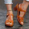 Women High Heels Sandals Light PU Leather Sandals Summer Open Toe Fish Mouth Sandal Fashion Thick Heels Women Platform Sandalias
