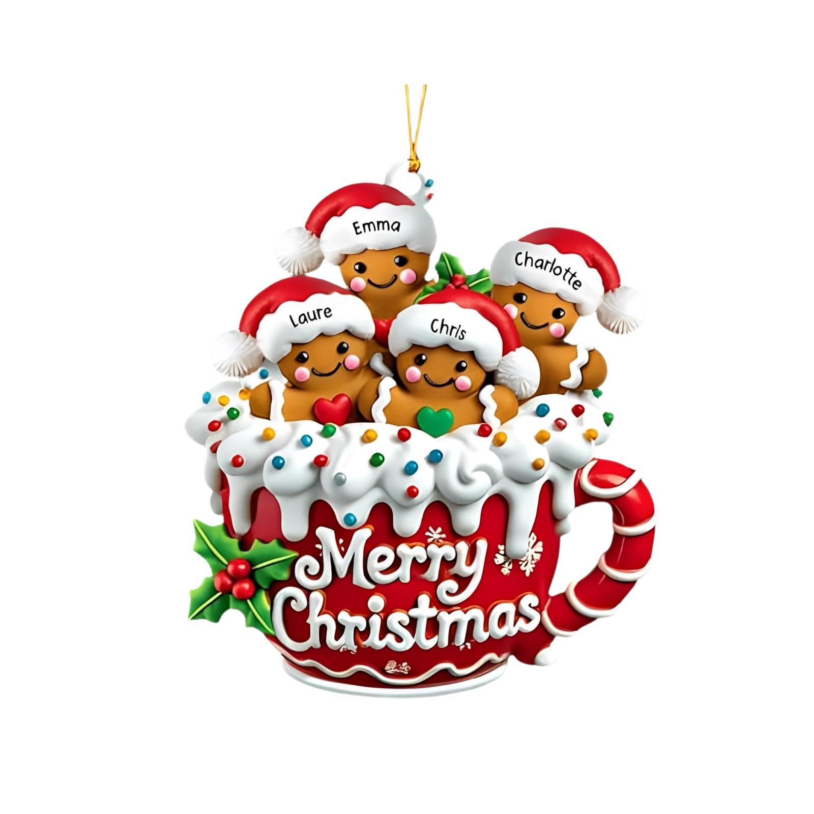 

Merry Christmas Gingerbread Family Decoration, Grandchildren Gingerbread 2D Flat Acrylic Christmas Decoration One Size