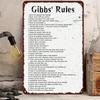 Blechschild Gibbs Regeln Wandkunst Vintage Metallposter Inspirierendes Zitat Dekor