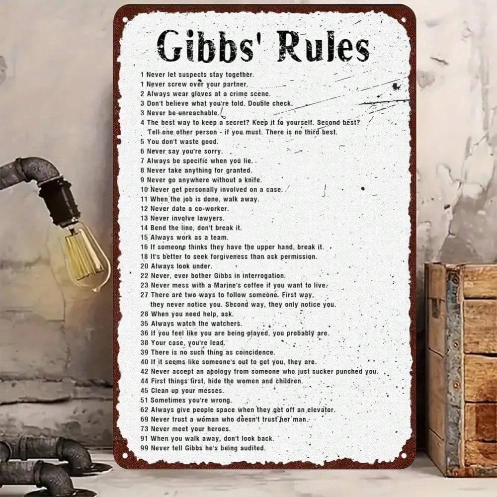 Blechschild Gibbs Regeln Wandkunst Vintage Metallposter Inspirierendes Zitat Dekor
