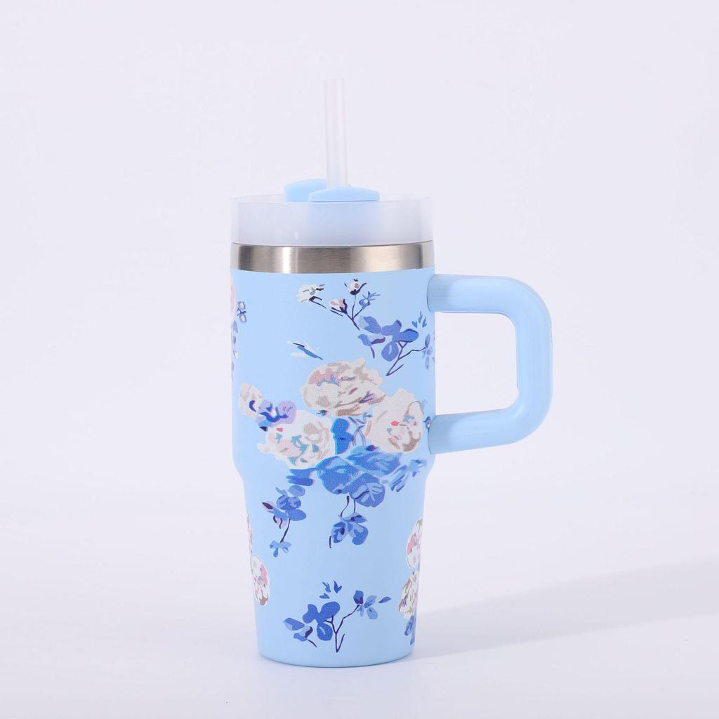 Cross-Border Floral 304 Stainless Steel Insulated Sports Cup - Outdoor Ice King