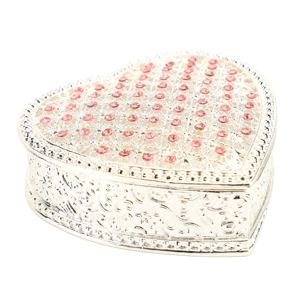 Hjärtformad Småprydnadsorganisatör Ihålig Liten Ring Örhänge Minnessak Förvaringslåda för Bröllop Födelsedagspresent Rosafärgad