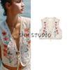 Autumn New Women's Clothing Fashion Style Cotton Color Contrast Patchwork Florals Embroider Sleeveless V-neck Vest 2855201