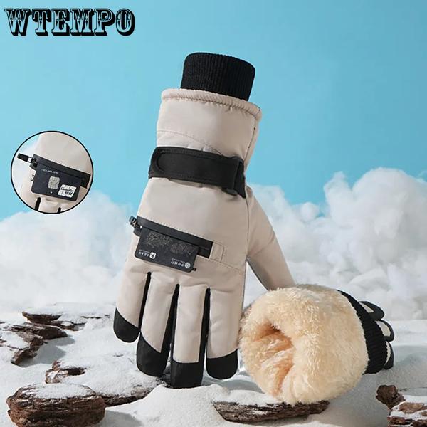 WTEMPO Water-resistant Outdoor Riding Gloves Anti-slip Touch Screen Gloves Women's Ski Gloves Winter Thickened Fleece Inner Warm Cold-proof Gloves
