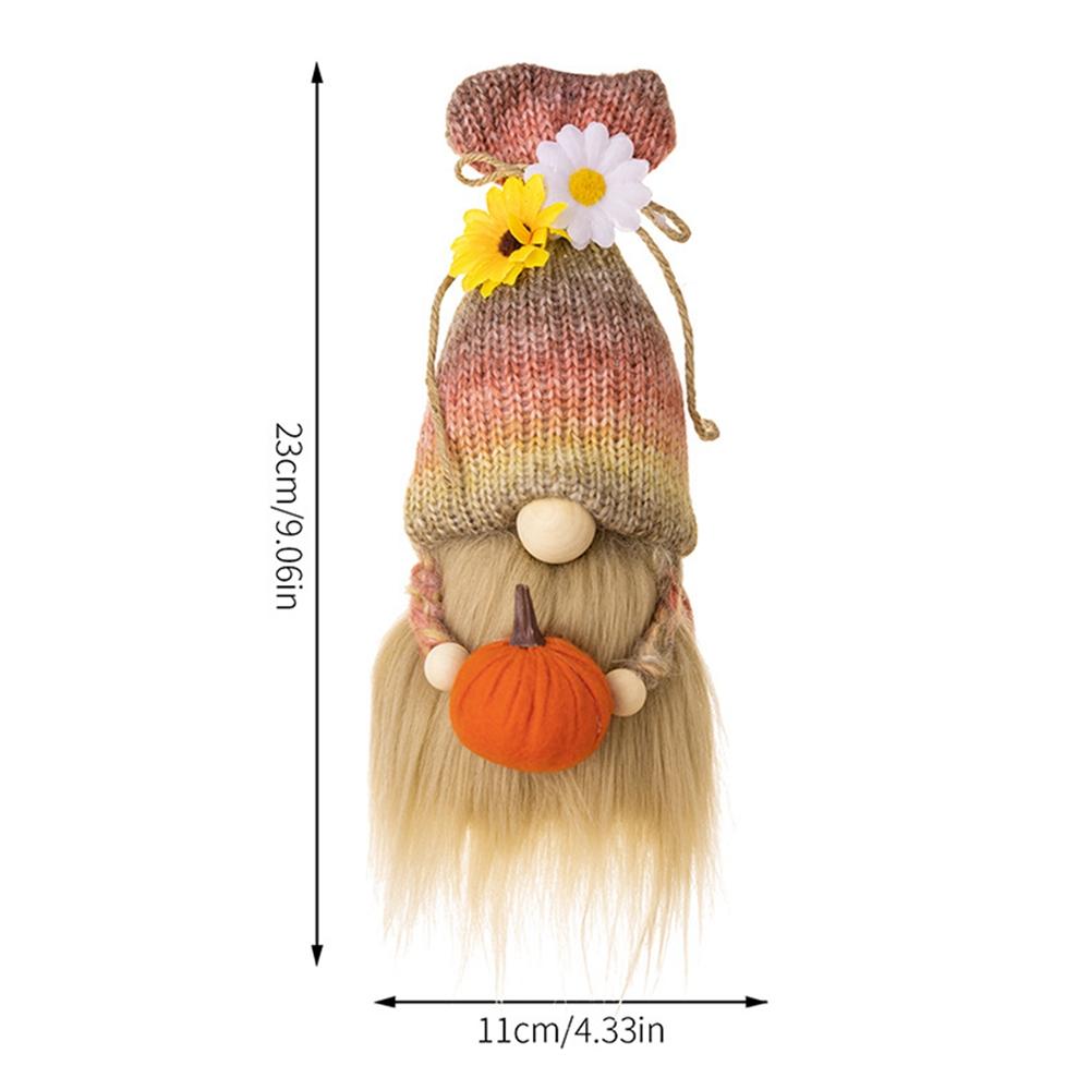 1/2PC Fall Dwarf Elf Dolls Scandinavian Swedish Tomte Gnomes Thanksgiving Decoration Harvest Elf Dwarf with Sunflower Maple Leaf