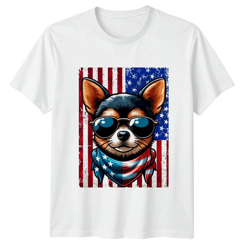 Chihuahua Dog USA Flag Unisex T Shirt 4th Of July Gift