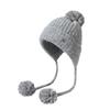 Hairball Solid Color Lace-up Knitted Hat Warm and Cold Hat Women's Winter Outdoor Ear Protection Ski Casual Pullover Hat