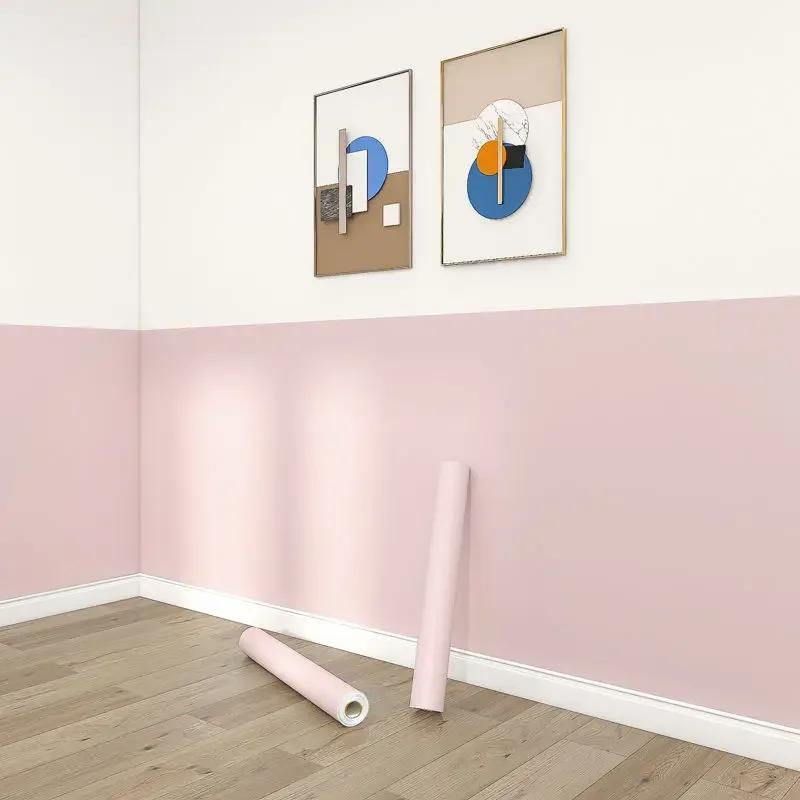 Korea Pink Waterproof Wallpaper Self-adhesive Home Bedroom Dormitory Room Wall Stickers Thickened Paste Table Cabinet Renovation