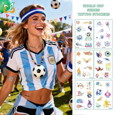 World Cup Waterproof Cartoon Face Tattoo Stickers for Sports Events and Parties