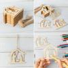 House Shape Wood Chips Nativity Scene Decoration, Wooden Manger Shape Manger Wooden Art Ornament With Rope Exquisite Decoration