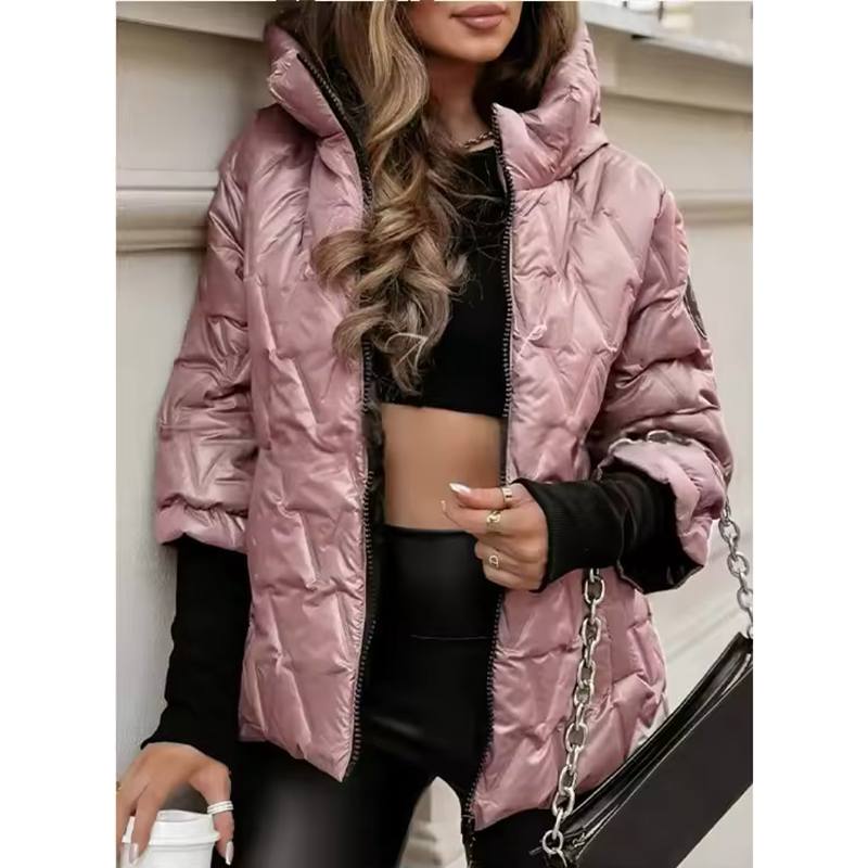 

Жіноча куртка оверсайз з капюшоном, кишенями та застібкою-блискавкою, з довгими рукавами, вільного крою, вуличний стиль, верхній одяг XL рожевий