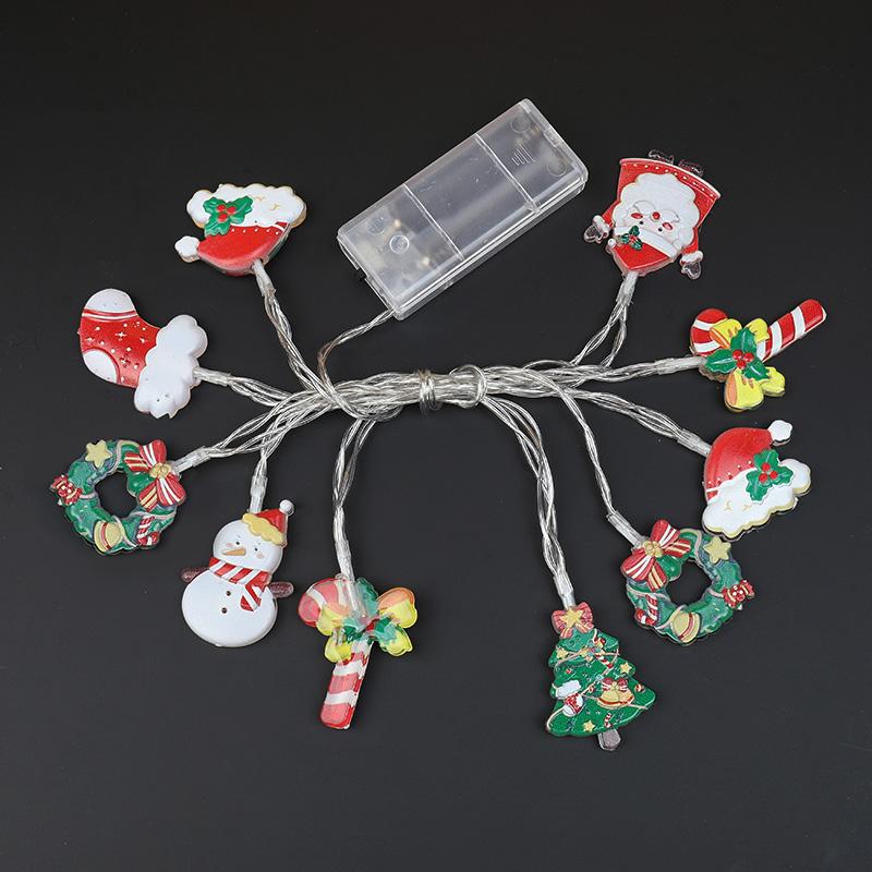 Cartoon Christmas Santa Claus LED String Light Xmas Tree Hanging Ornaments 2025 Christmas Decoration For Home New Year Kids Gift