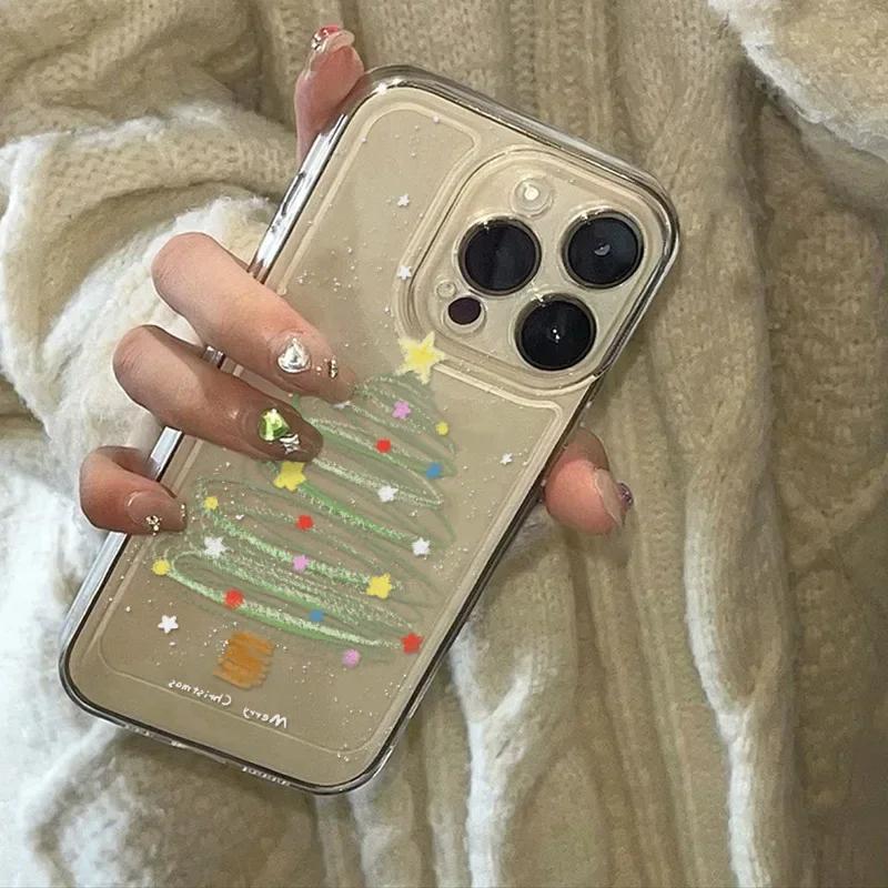 Fun Christmas Tree Phone Case For Samsung S25 S24 S23 S22 S21 S20 S10 FE Note20 Note10 Plus Ultra Lite 5G Clear Soft TPU Cover