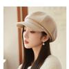 Elegant Autumn Winter Temperament Thick Woolen Octagonal Hat for Women Korean Luxury Light Luxury Simple Beret