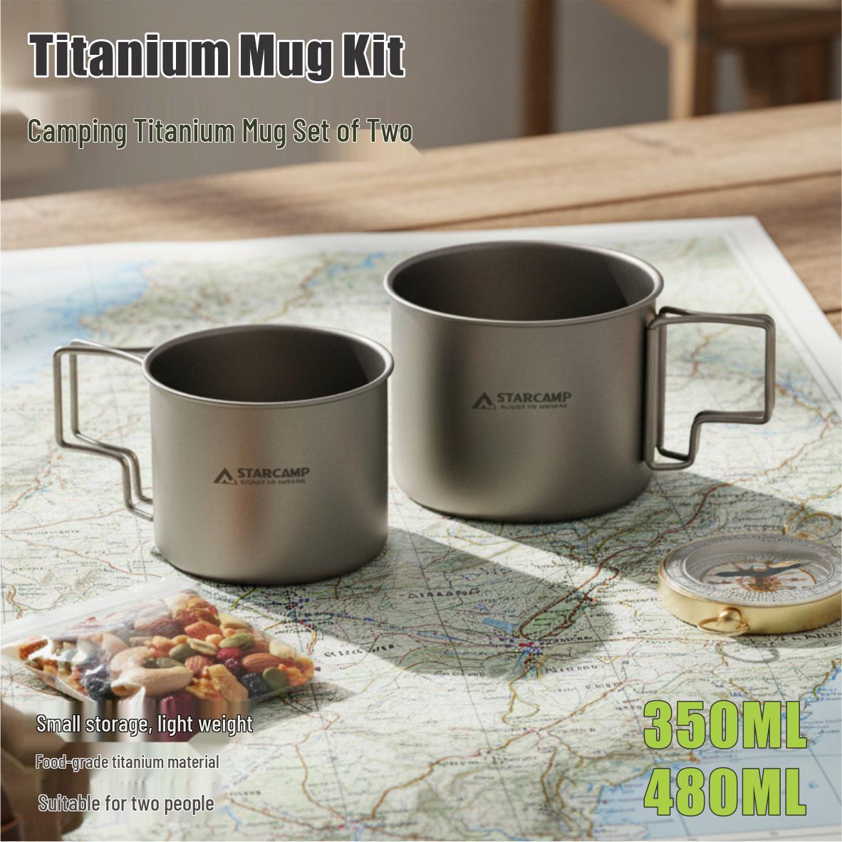 

STARCAMP Ultra-Light Titanium Camping Cup Set - Two-Piece for Outdoor Picnic & Hiking сірий колір