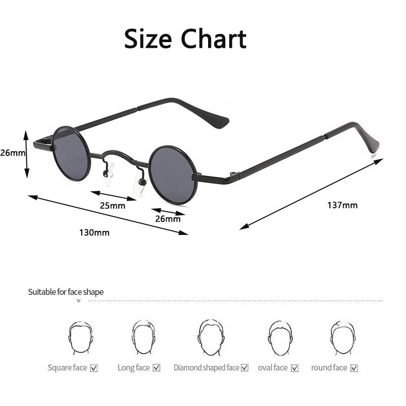 Xiaomi Óculos de Sol Masculinos Vintage Rock Punk Clássicos Pequenos Redondos Óculos de Sol Femininos Ponte Larga Armação de Metal Lentes Pretas Óculos de Condução