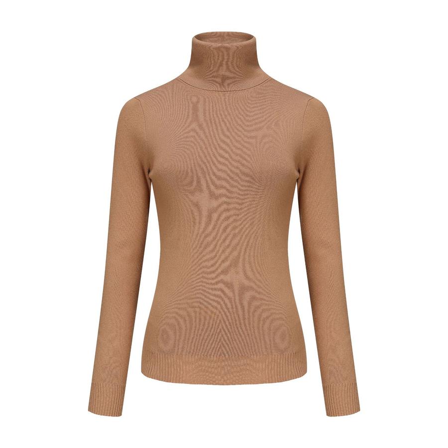 Thermo-Sets Damen Strick Langarm Oberteil mit hohem Kragen, Slim Fit, Warmer Freizeitpullover