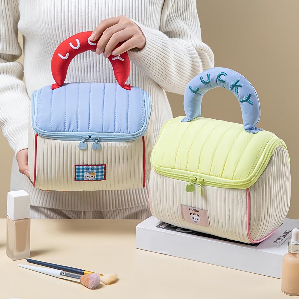 Portable Cosmetic Bags Lipstick Skincare Products House Makeup Bag Travel with "Lucky" Handle